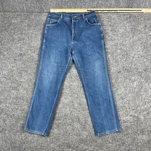 Lee Jeans Womens Size 16 Petite Blue Made USA High Rise Straight Leg
